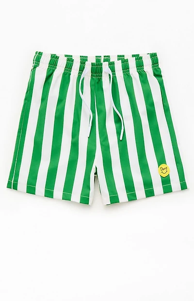Duvin Design Kids Green Stripe Traveler 3.5" Swim Trunks