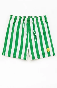 Duvin Design Kids Green Stripe Traveler 3.5" Swim Trunks