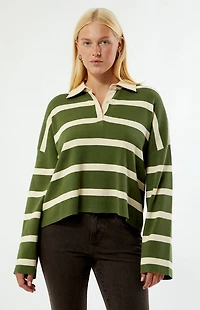Rhythm Striped Rugby Polo Knit Sweater
