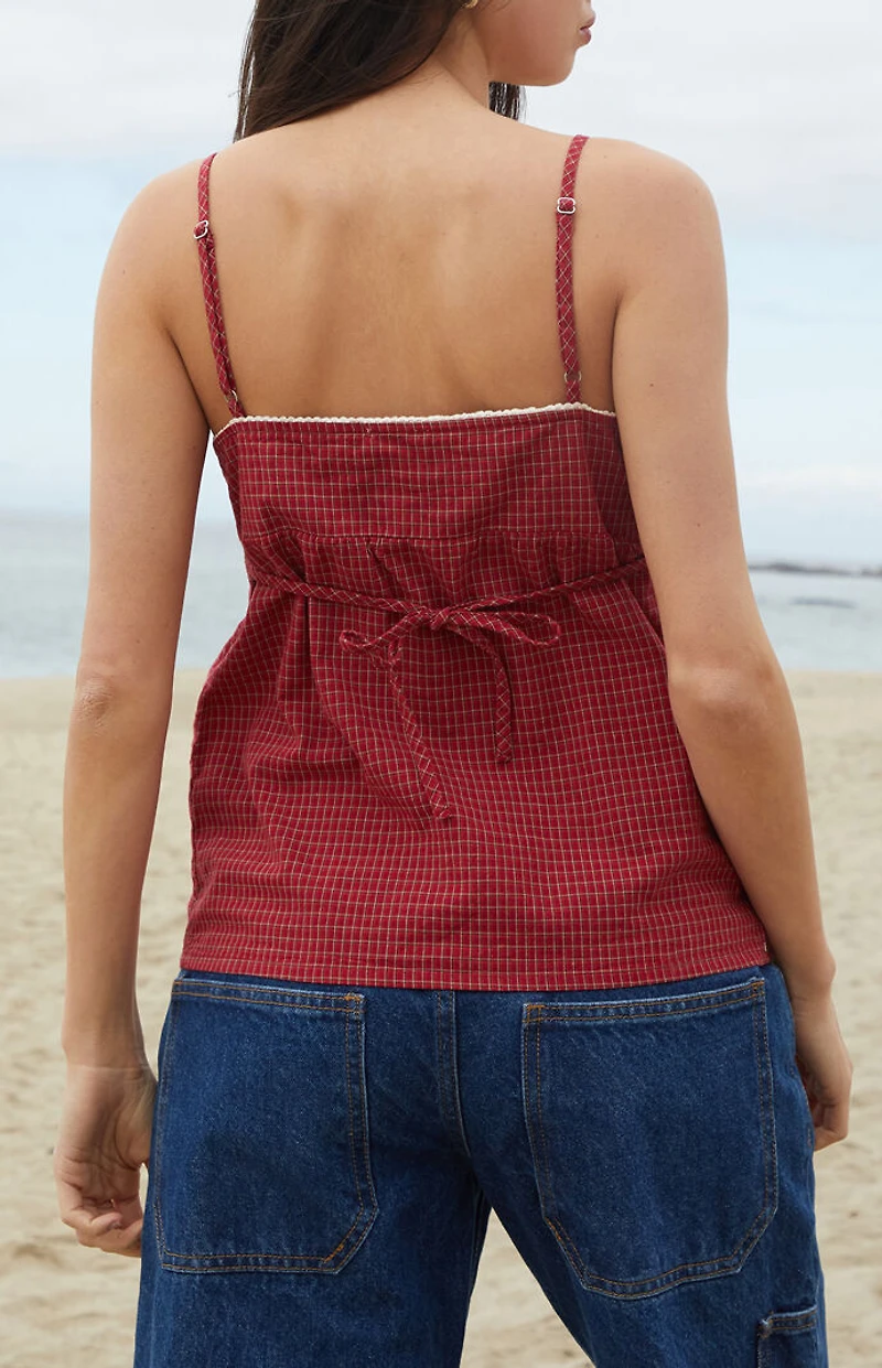 John Galt Red Plaid Edith Tank Top