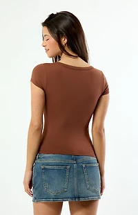 Your Favorite Lucy Deep V Short Sleeve Top