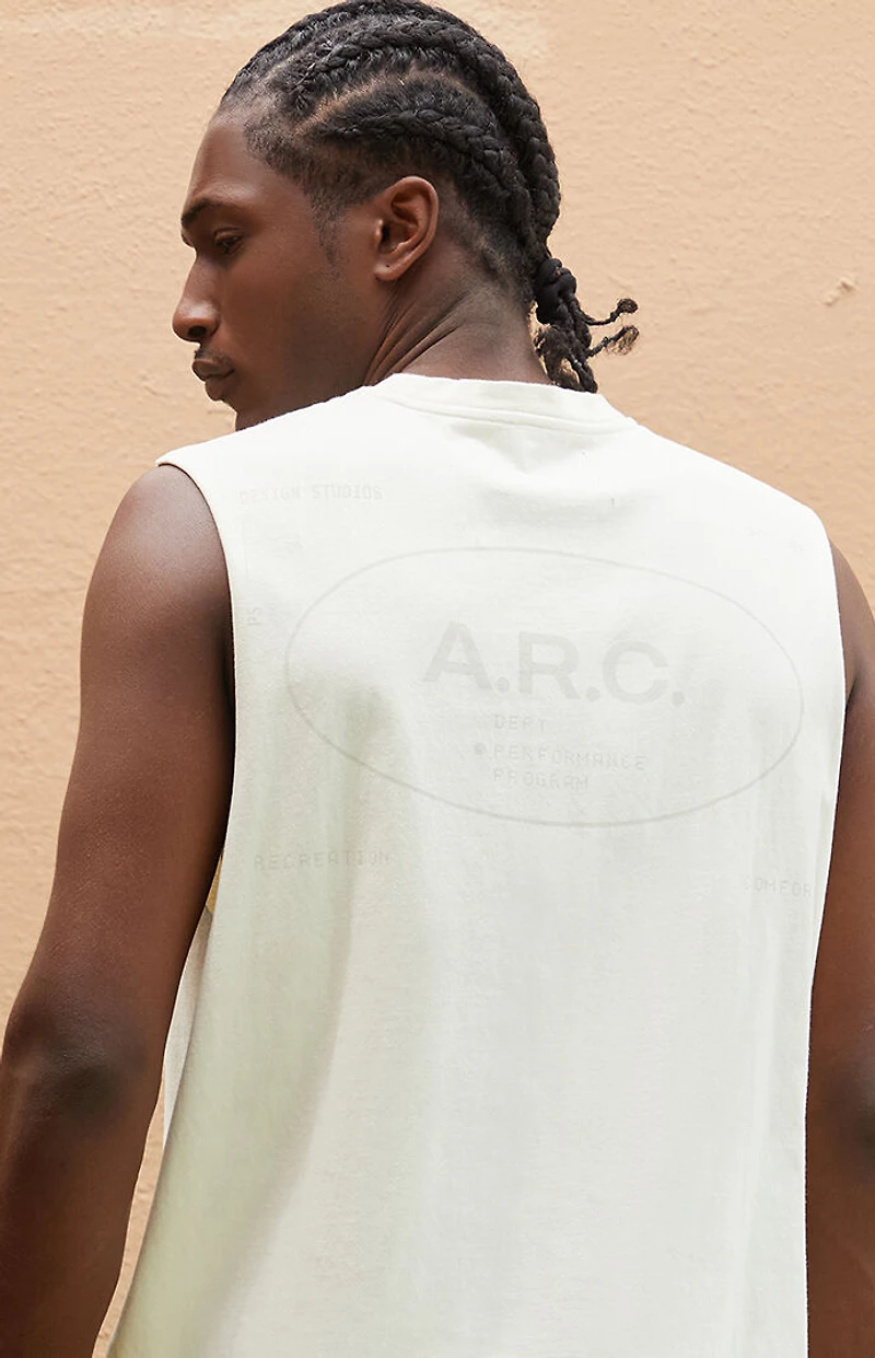 A.R.C. Off White Vintage Wash Cut Muscle T-Shirt