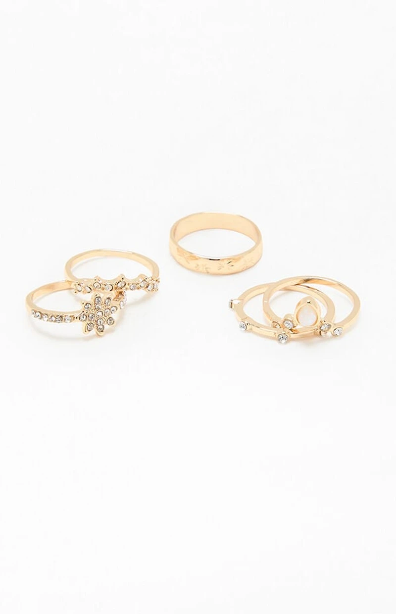 LA Hearts 5 Pack Rhinestone Rings