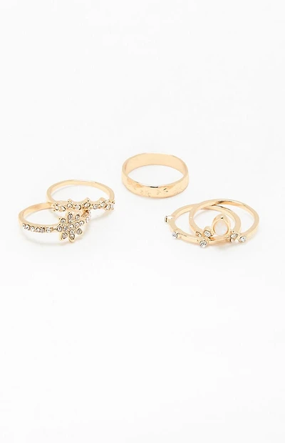 LA Hearts 5 Pack Rhinestone Rings