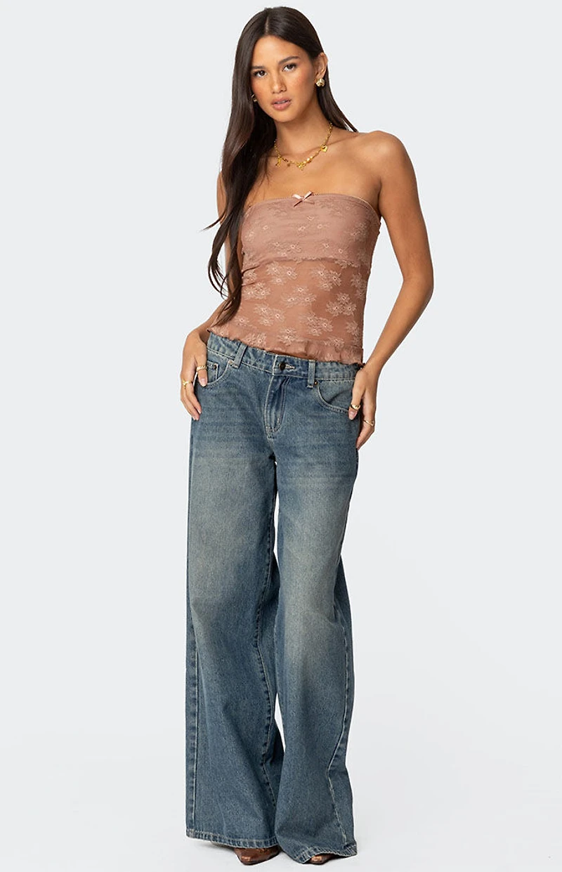 Edikted Ballet Sheer Lace Tube Top