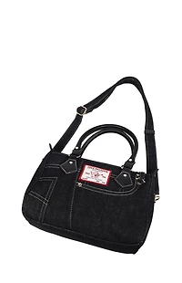 True Religion Black Denim Heritage Satchel Bag