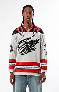 Enemy NYC White & Red Diluted Hockey Jersey