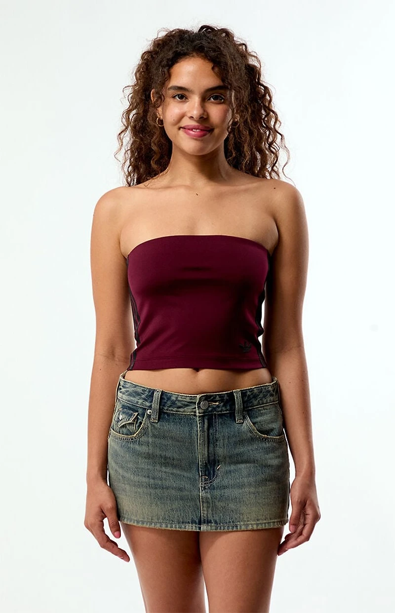 adidas Maroon 3-Stripes Tube Top