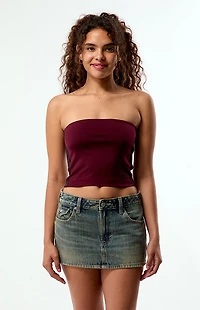 adidas Maroon 3-Stripes Tube Top