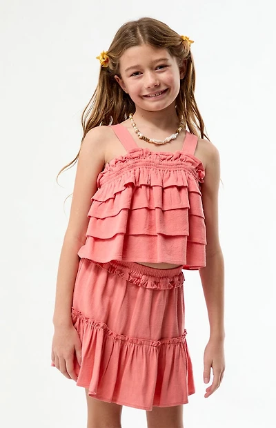 Pacsun Kids Coral Ruffle Tank Top