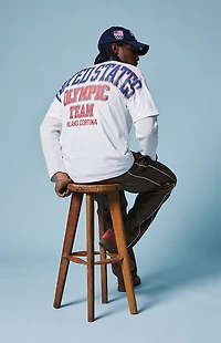 Olympics White Milano Cortina Team USA Puff Graphic T-Shirt