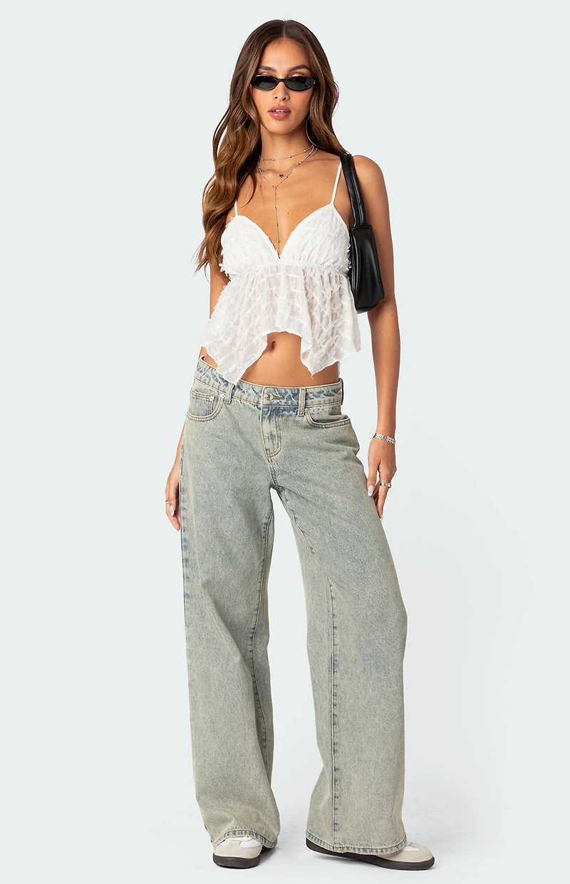 Edikted Flutter Frilled Tie Back Top