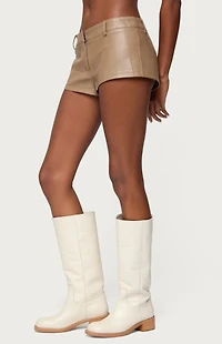 Edikted Melaney Faux Leather Micro Shorts