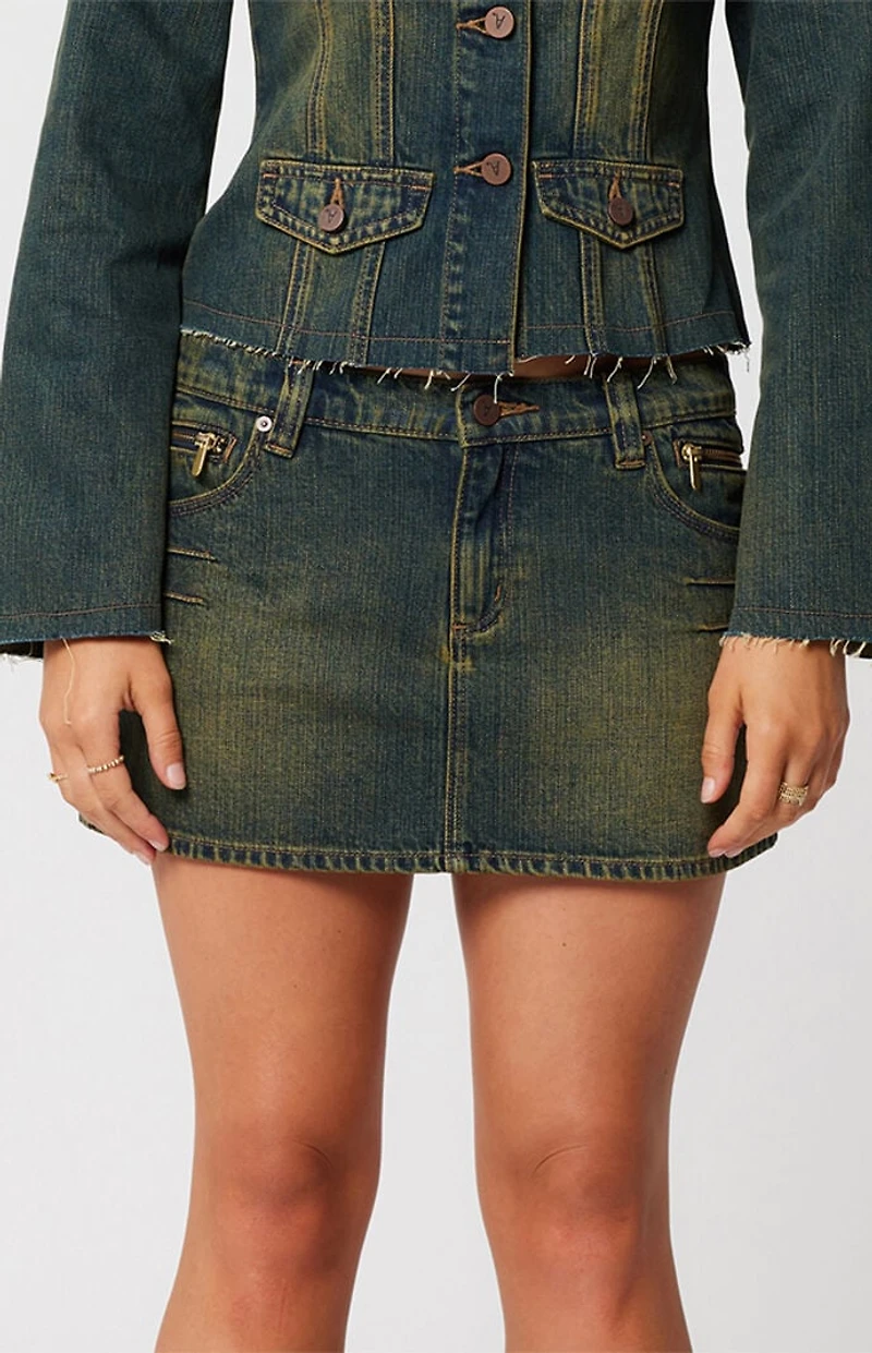 ABRAND 99 Xena Low Rise Denim Mini Skirt