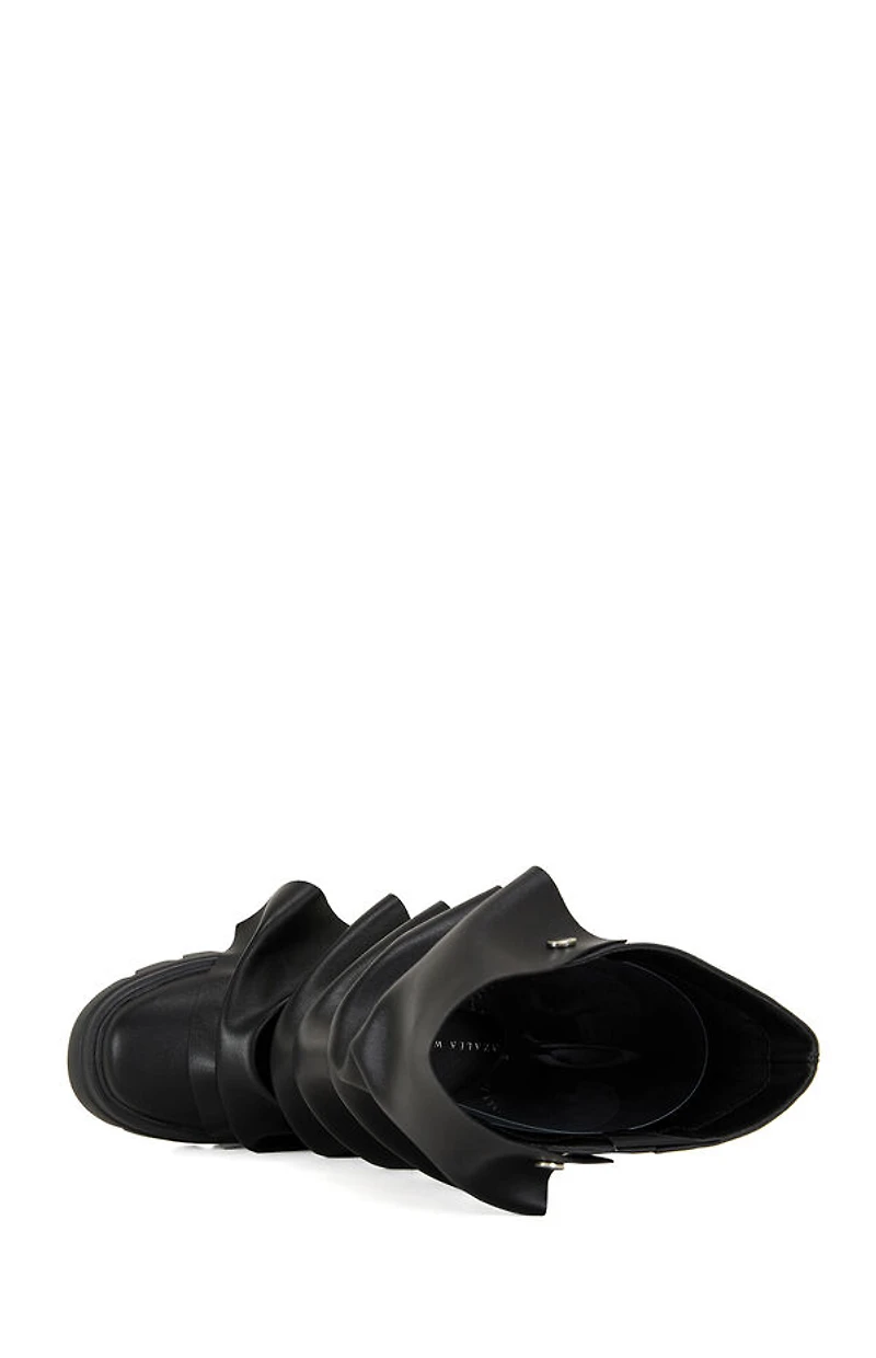 AZALEA WANG Women's Black Sybel Faux Leather Chunky Combat Boots