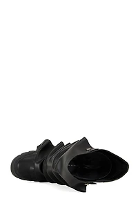 AZALEA WANG Women's Black Sybel Faux Leather Chunky Combat Boots