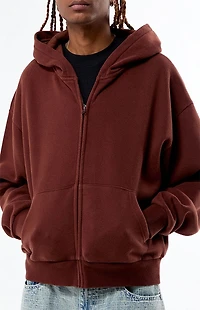 Pacsun Brown Washed Full Zip Cropped Hoodie