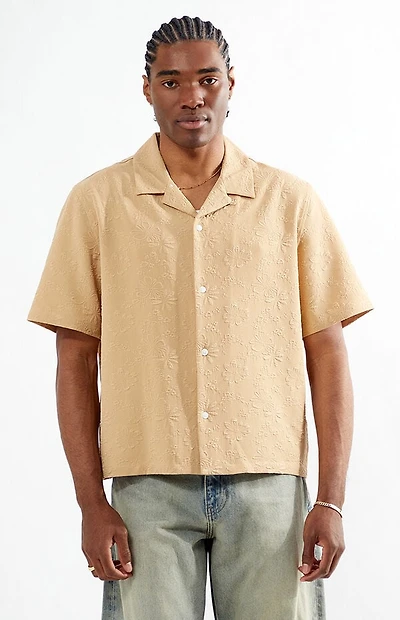 Pacsun Tan Bloom Oversized Camp Shirt
