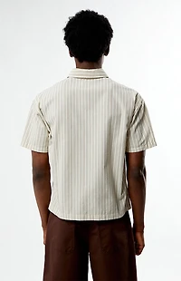 Pacsun Oxford Tan Striped Camp Shirt