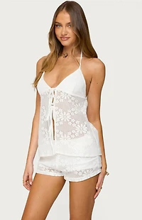 Edikted Arlie Floral Texured Sheer Halter Top