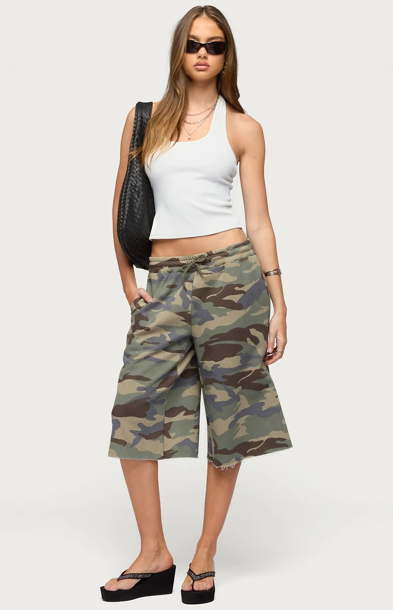 Edikted Camo Rush Oversized Bermuda Shorts