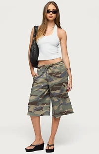 Edikted Camo Rush Oversized Bermuda Shorts