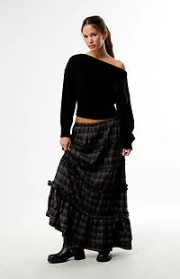 Daisy Street Plaid Snowdrop Maxi Skirt