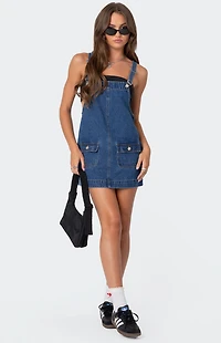 Edikted Overall Denim Mini Dress