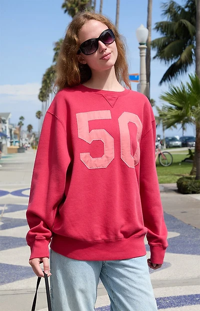 John Galt Red Erica 50 Crew Neck Sweatshirt