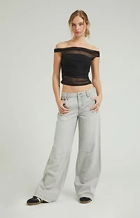 Pacsun Casey Low Rise Baggy Jeans Dart Light Gray