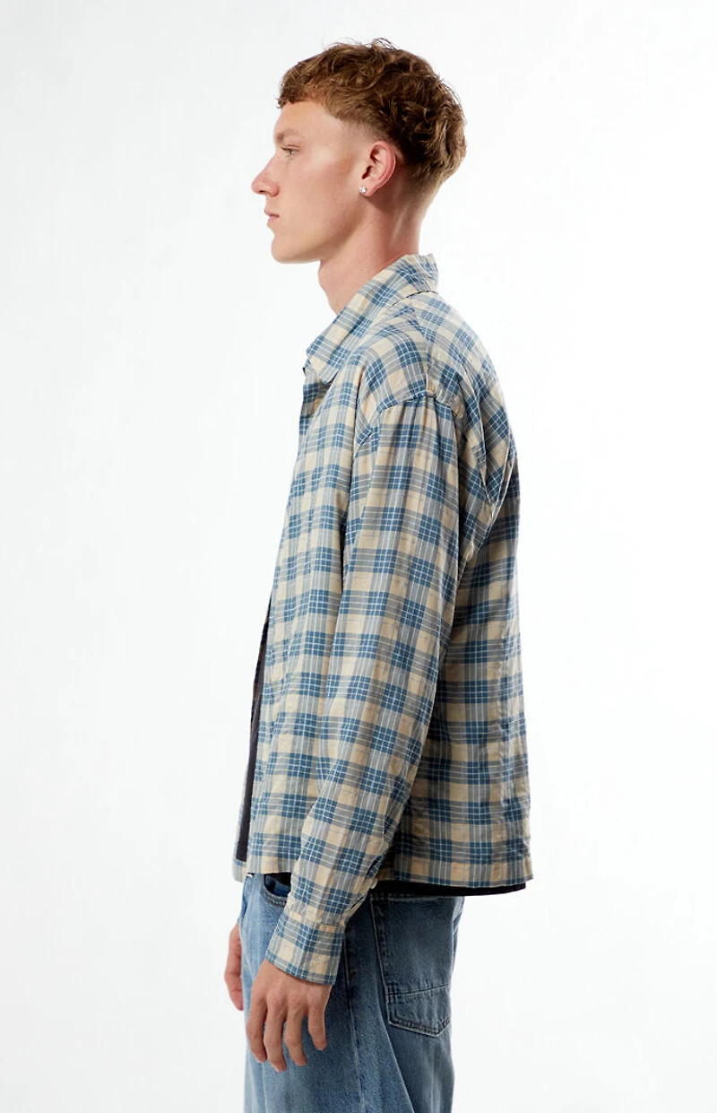 Pacsun Plaid Cropped Flannel Long Sleeve Shirt