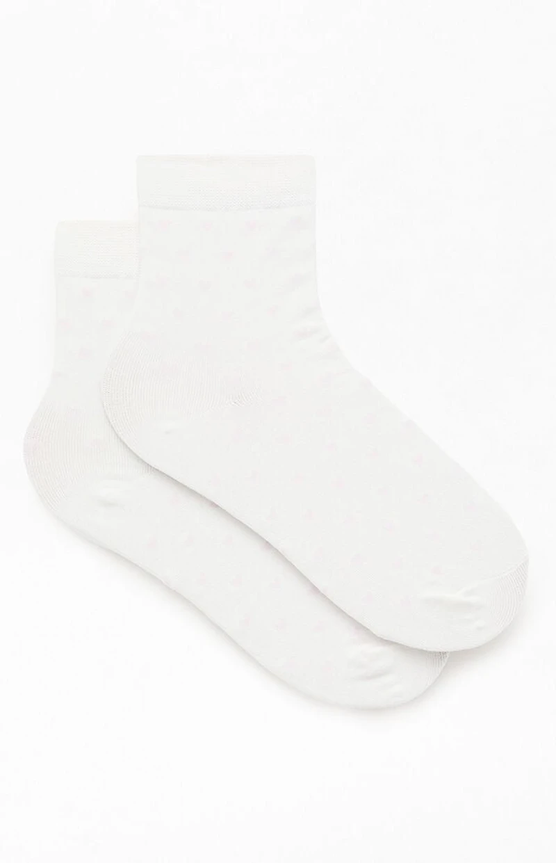 John Galt White & Pink Heart Ankle Socks