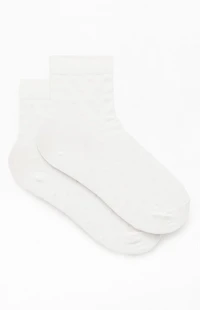 John Galt White & Pink Heart Ankle Socks