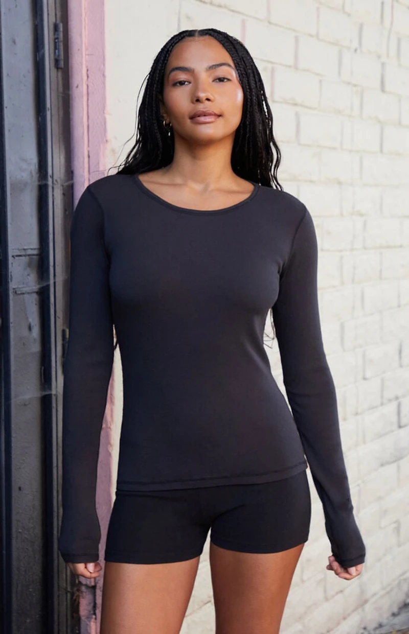 John Galt Black Leah Long Sleeve Top