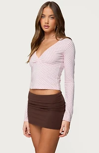 Edikted Kianah Polka Dot V Neck T-Shirt