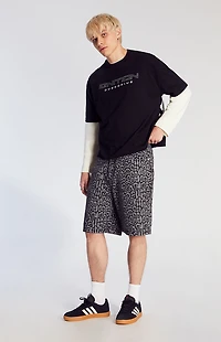 Pacsun Dark Leopard Denim Baggy Shorts