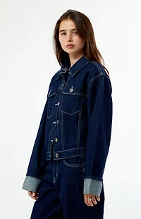 Daisy Street Dark Blue Paneled Denim Jacket
