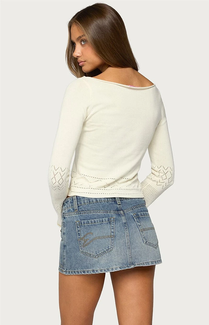 Edikted Maple Pointelle Long Sleeve Top