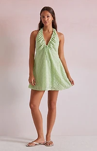 Beverly and Beck Sarah Tie Back Halter Mini Dress