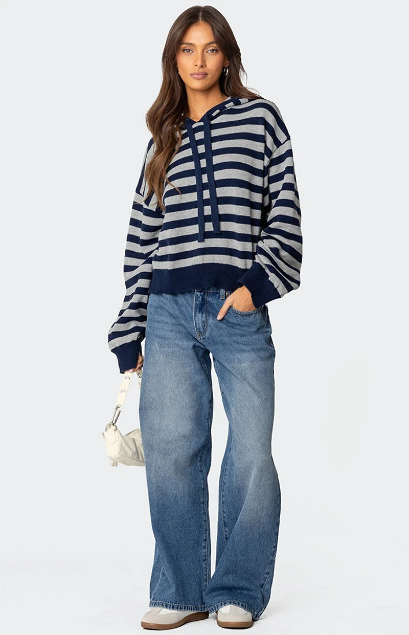 Edikted Striped Hooded Knit Sweater