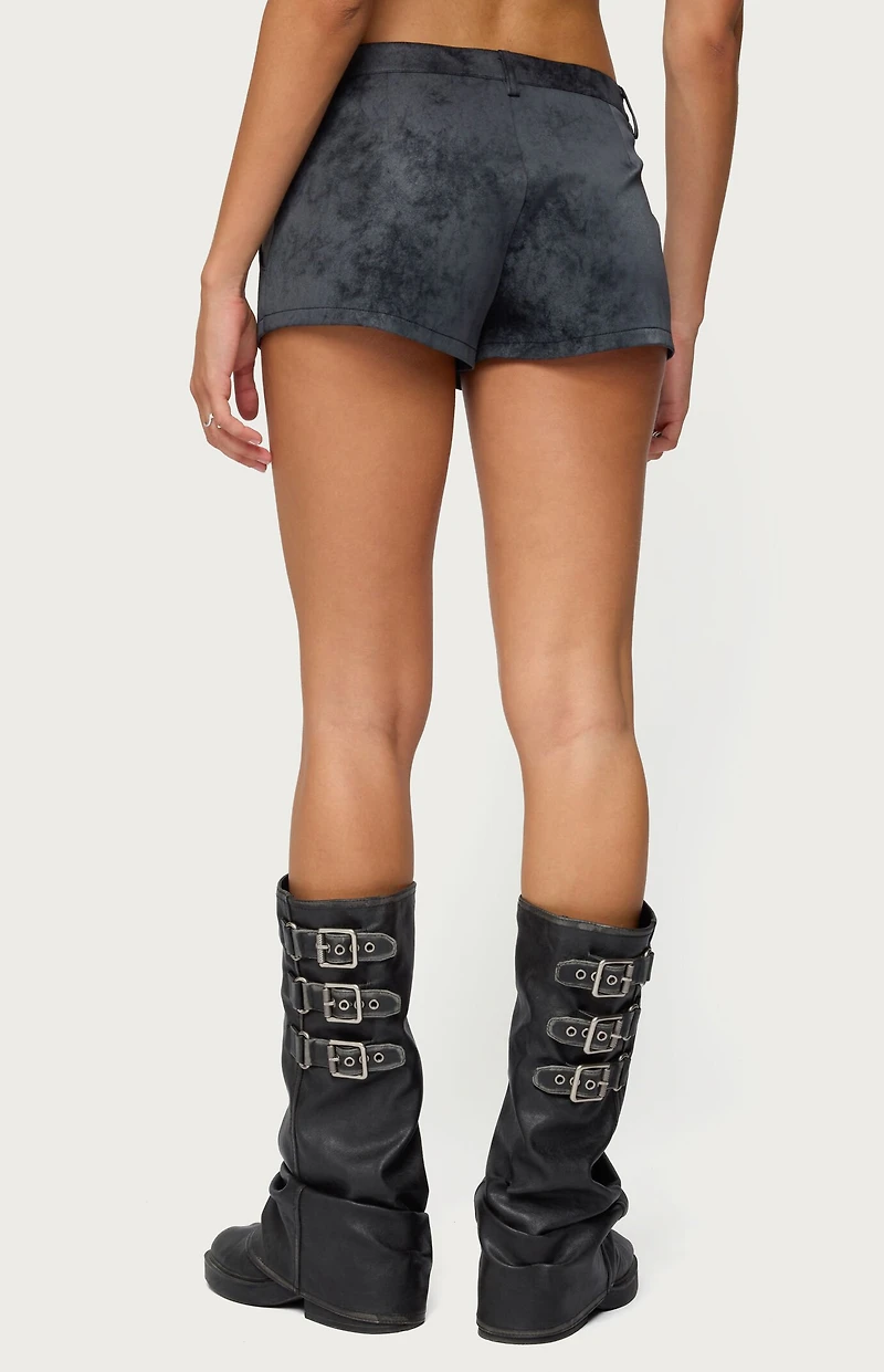 Edikted Rhiley Contrast Faux Suede Micro Shorts