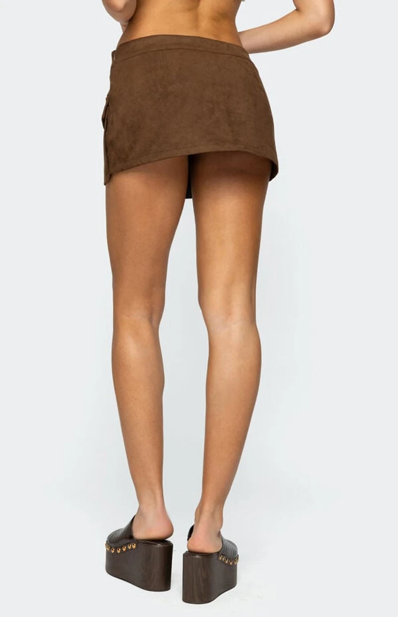 Edikted Asymmetric Studded Faux Suede Mini Skort