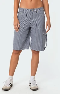 Edikted Friday Striped Low Rise Cargo Shorts