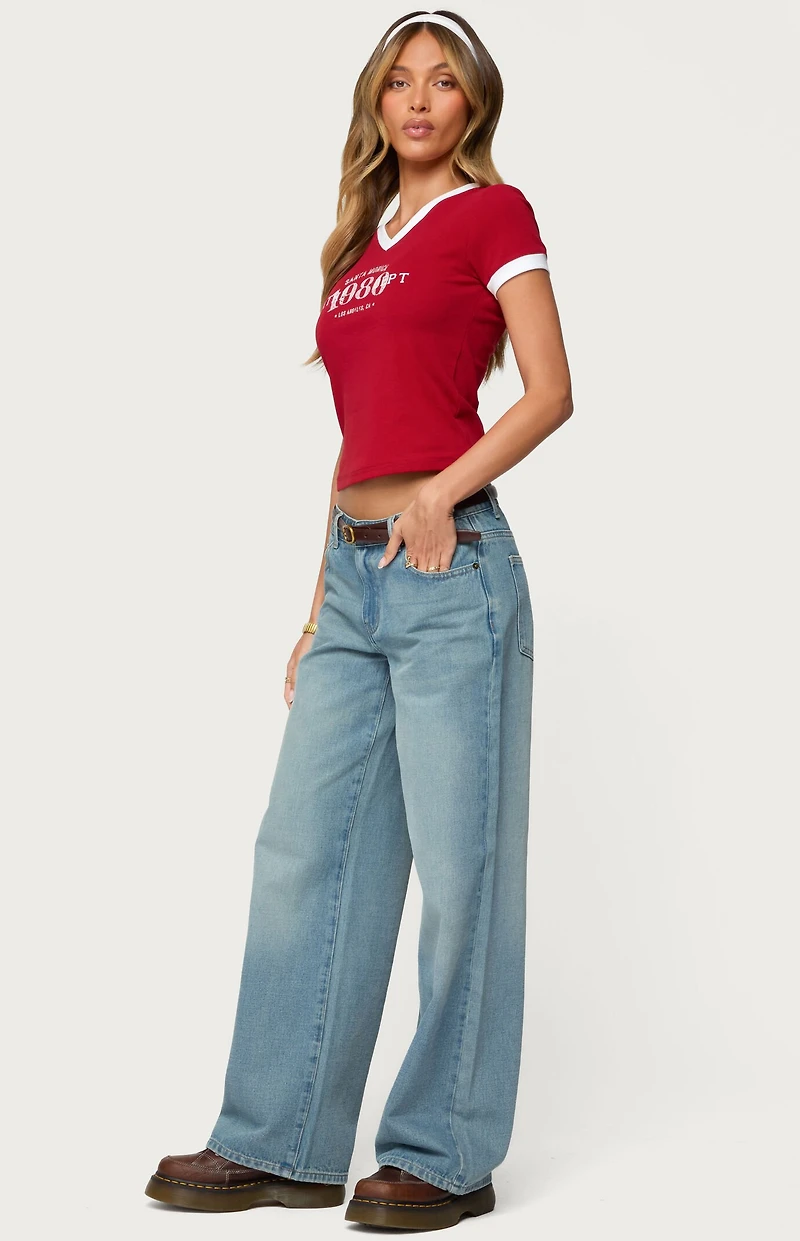 Edikted Santa Monica V Neck T-Shirt