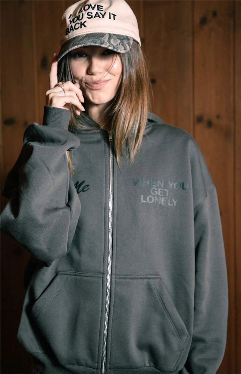 Lonely GHOST Text Me When You Get Zip Up Hoodie