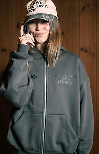 Lonely GHOST Text Me When You Get Zip Up Hoodie