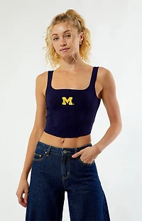 HYPE & VICE Michigan Wolverines Knit Corset Top