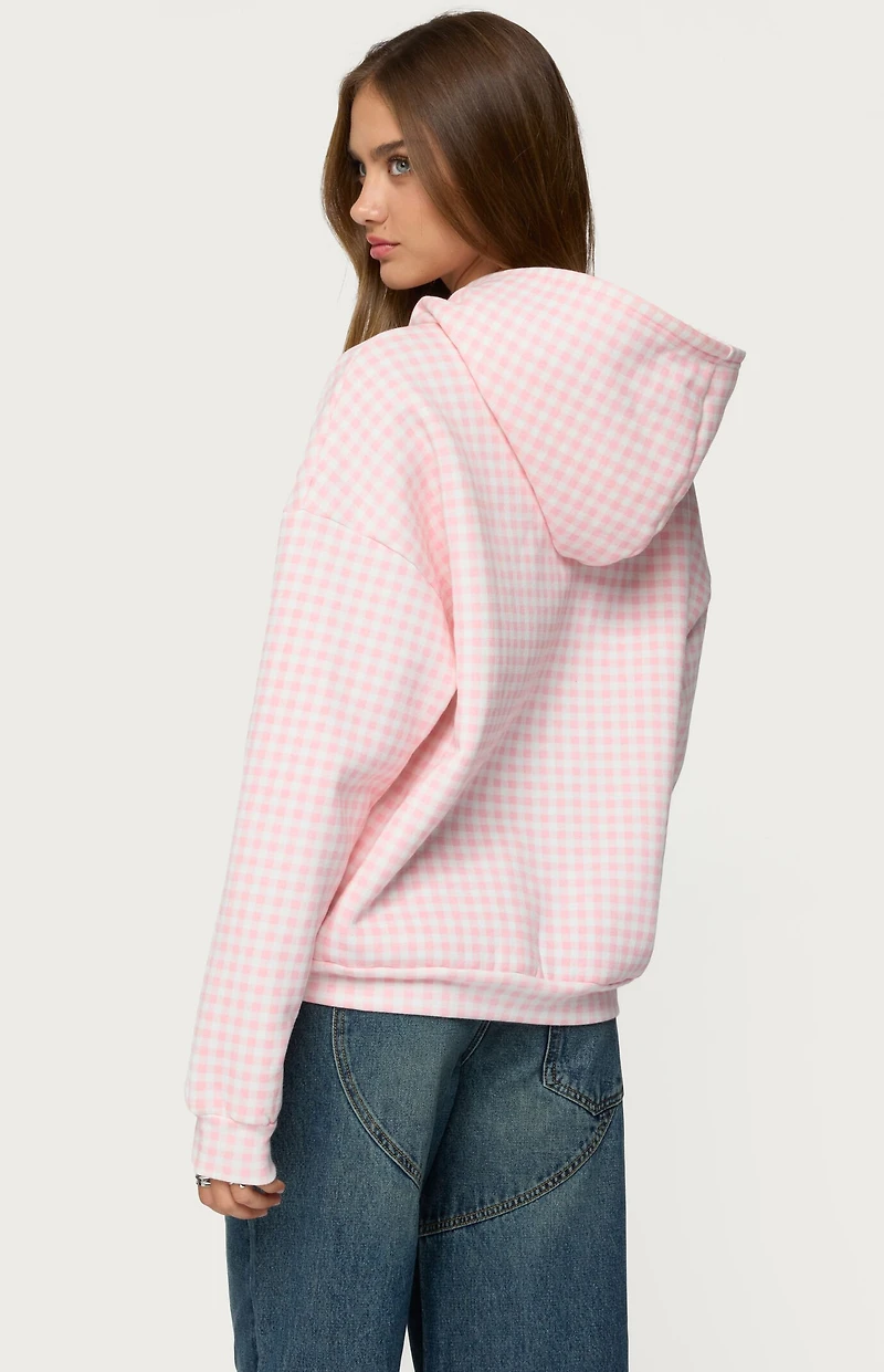 Edikted Gingham Oversized Hoodie