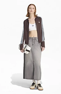 adidas Brown Trefoil 3-Stripe Zip Up Hoodie