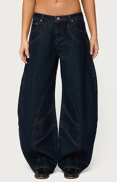 Edikted Double Pocket Low Rise Barrel Jeans